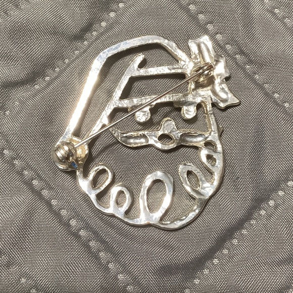 Festive Santa Claus Brooch with Silver and Teal Accents - Picture 2 of 5